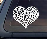 Leopard Print Heart Car Decal / Sticker - White