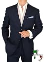 Bianco Brioni Italian Linen Mens Suit Modern 2010 Two Button 2pc Flat Front Pants Ticket Pocket Hand Tailored Suit Navy