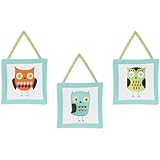 Turquoise and Lime Hooty Owl Wall Hanging Accessories by Sweet Jojo Designs