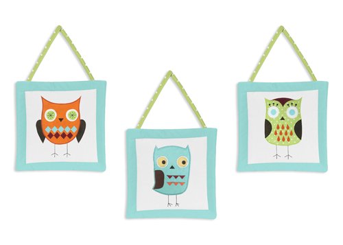 Turquoise and Lime Hooty Owl Wall Hanging Accessories by Sweet Jojo Designs