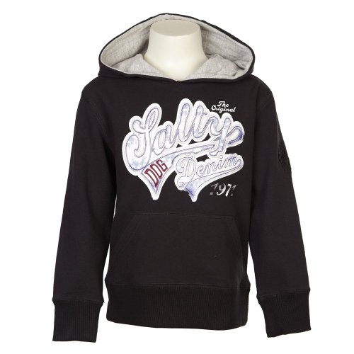 Salty Dog Boys Black Stitch Logo Hoody - 10 Years