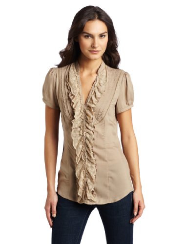 ESPRIT Women’s Feminine Lace Placket Blouse, Natural Beige, Medium ESPRIT Women’s Feminine Lace Placket Blouse, Natural Beige, Medium