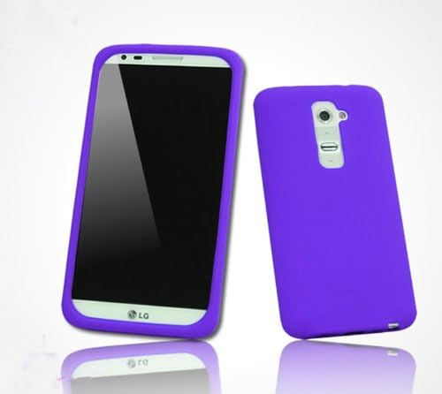 Purple Solid Silicone Gel Soft Rubber Flex Skin Cover Case for LG G2