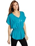 Calvin Klein Jeans Women's Solid Smocked V-Neck Top