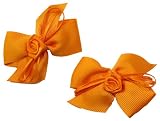 Set of 2 Rosette GrosGrain Bows ~ Orange