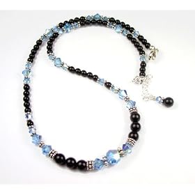 March Aquamarine Swarovski Crystal Birthstone Beaded Necklaces in Sterling... by Gemstone Gifts Handmade Jewelry