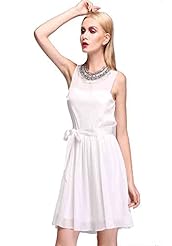 Floral Print Pleated  Cocktail Knee Length Chiffon Evening Dress/Bridesmaid Dress/Party Dress  With a Bow(s) and a Ribbon 