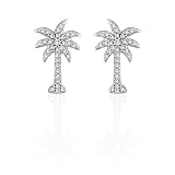 14K White Gold 1/3 ct. Diamond Palm Tree Earrings