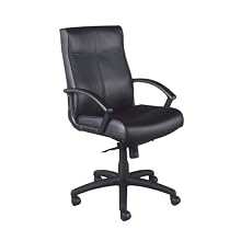 National Office Furniture Result Mid Back Executive Office Chair, Black Leather