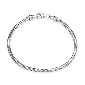 Artisan Snake Bracelet in Sterling Silver for Kera, Pandora and SilveRado Charms - 8 inch