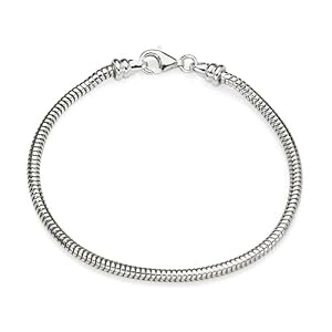 Buy Artisan Snake Bracelet in Sterling Silver for Kera, Pandora and SilveRado Charms - 8 inch by The Black Bow