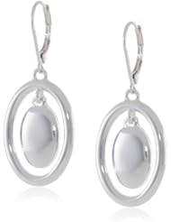 Napier "Connection Point" Silver-Tone Oval Ear Wire Drop Earrings