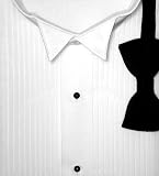 Tuxedo Dress Shirt w/ Bow Tie 65% Polyester 35% Cotton 1/4 Pintuck (Pleat) Wing Collar Convertible Front and Cuff