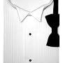 Tuxedo Dress Shirt w/ Bow Tie 65% Polyester 35% Cotton 1/4" Pintuck (Pleat) Wing Collar Convertible Front and Cuff