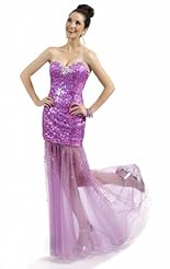 Sequined Crystal Beaded Crystals Lace Applique Chiffon/Taffeta/Tulle Evening Dress/Prom Dress 