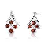 1.25 Carats Round Cut Garnet Earrings in Sterling Silver