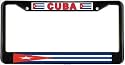 Cuba Cuban Flag Black License Plate Frame Metal Holder