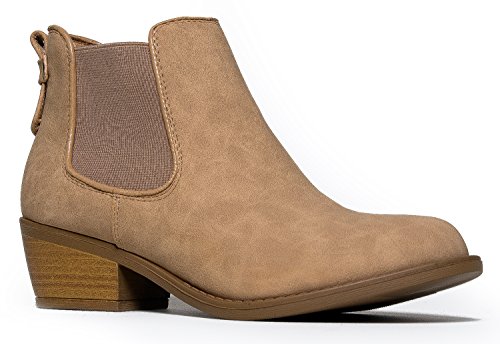 Soda Women's Chelsea Faux Leather Elastic Side Panel Ankle Boots Dress