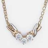 Ladies 3 Stone Cubic Zirconia Necklace in 10k Gold