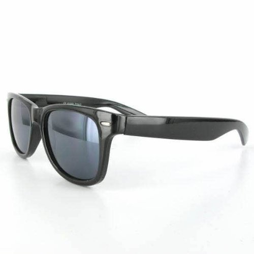 Schwarze Retro Wayfarer Sonnenbrille Nerd Brille clear & black, Glasfarbe:schwarz Nerd