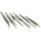 6 Tweezers Gemologist Jewelers Beading Watch Gem Tool