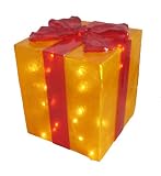 Barcana 26-Inch Illuminated Fiberglass Red Package with Gold Bow Outdoor Christmas Light