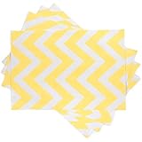 LinenTablecloth Yellow and White Chevron Placemats, 4-Pack