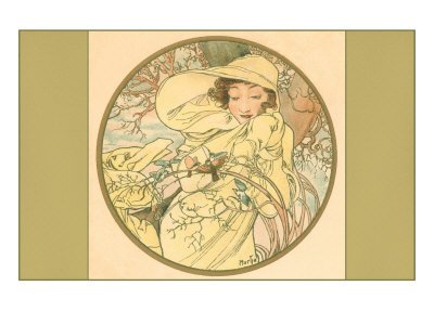 Woman with Birds, Art Nouveau Giclee Poster Print, 18x24