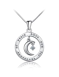 Honeystore Womens "Love You for Thousands of Years"925 Sterling Silver Letters Cubic Zirconia Pendant Necklace Color White