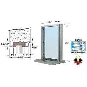 CRL Bullet Resistant 36" Wide Duranodic Bronze Interior Window with Surround Sound and Shelf with Deal Tray for 4-7/8" Thick Walls