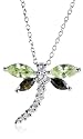 Sterling Silver Cubic Zirconia Dragonfly Pendant, 18"
