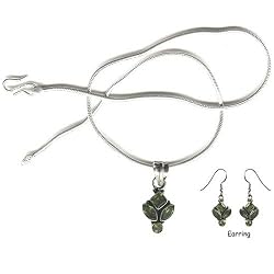 Sterling Silver Peridot Earrings and Pendant Set