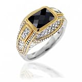 Bling Jewelry Designer Inspired Onyx CZ Emerald Cut Cubic Zirconium Ring-6