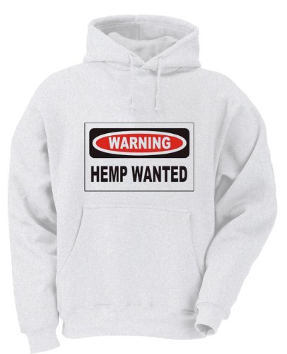 HEMP WANTED Adult Hooded Sweatshirt WHITE XX-LARGE (2X)