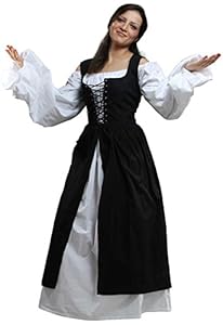Medieval Renaissance Pirate Ameline  Dress Gown [Black] (XL)