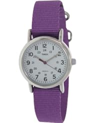 Timex Womens T2P2269J "Weekender" Purple Slip-Thru Nylon Strap Casual Watch