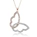 14k Rose and White Gold Pink and White Diamond Wings Pendant (1/3 cttw)