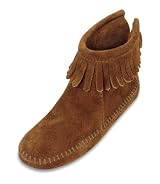 Children's Back Zipper Boot by Minnetonka in Brown Suede