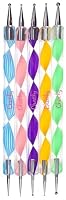 Trousse d'accessoires de manucure / pedicure de Nail Art déco d'ongles par Cheeky: kit / set de 5 doubles pointes à décor pour les ongles