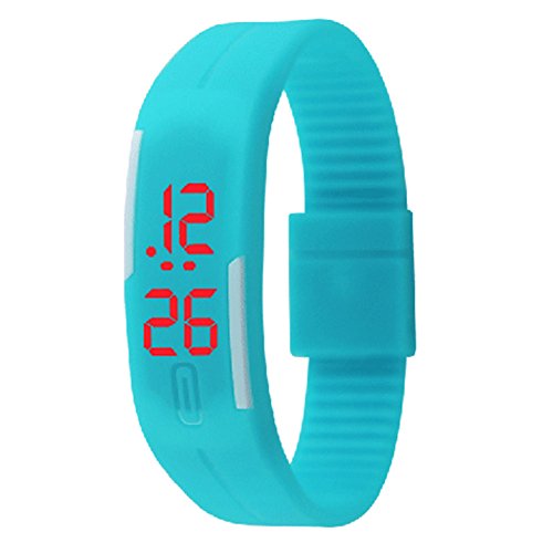 Padgene LED Wrist Watch - Silicone Rubber Gel Jelly Unisex Bracelet, Digital Band, Blue