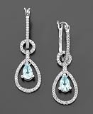 14k White Gold Aquamarine (3/4 ct. t.w.) & Diamond (1/3 ct. t.w.) Charm Hoop Earring