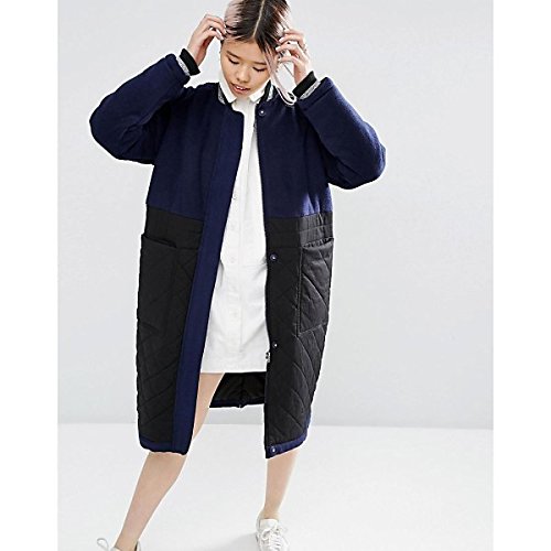 エイソス アウター パーカ＆スウェット ASOS WHITE Wool Parka With Quilted Panel Navyblack [並行輸入品]