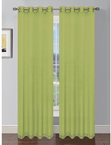 Window Elements Diamond Sheer Voile Extra Wide Grommet Curtain Panel, 56 x 84-Inch, Lime by YMF Carpets LLC