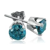 1 1 2ct Blue Diamond Stud Earrings in 14k White Gold.