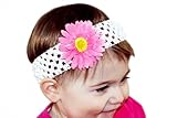 NEW White Crochet Headband with Pink Daisy Flower, Limited.