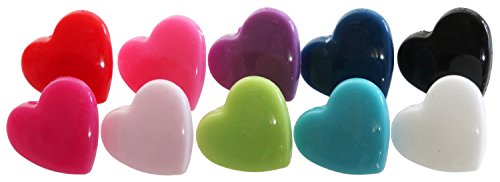 KAMsnapsÂ® Refill Pack: 100 KAM Snaps Hearts Size 20 in 10 Different Colors Plastic Snaps No-Sew Buttons Fastener Setter Hand Tool for Cloth Diapers Clothing (Hearts)