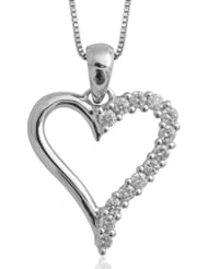 10k White Gold Heart Diamond Pendant Necklace (HI, I1-I2, 0.25 carat)