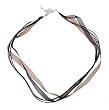 Necklace Cord For Pendants - D34 - 5-Strand Organza and Cord Mixed ~ 17" + 2" Extension Chain ~ Silver Plated Ends ~ Brown and Black