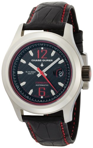 Chase-Durer Men's 990.2BR-ALLI Starburst Automatic Red-Stitched Leather Strap Watch Chase-Durer Men's 990.2BR-ALLI Starburst Automatic Red-Stitched Leather Strap Watch