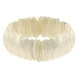 Genuine Mother of Pearl Stone Chip Shell Crescent Stretch Bracelet One Size Fits All